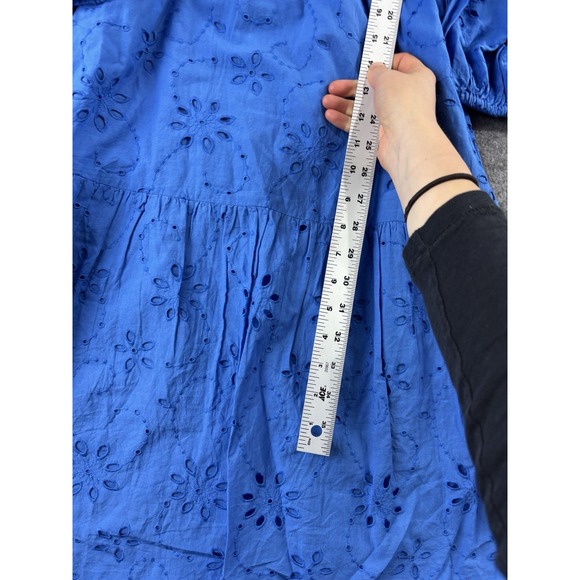 H & M Women's S Broderie Anglaise Tie Open Back Eyelet Midi Dress Cottagecore - Picture 3 of 9